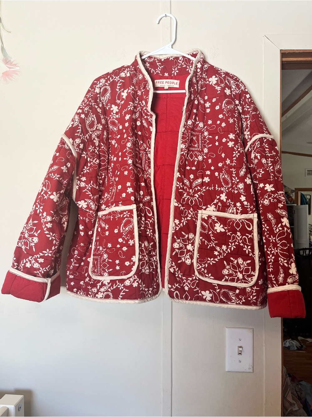Sold Out Free People Chloe Jacket in Brick - Bandana Print Quilted Boho Western - Picture 4 of 10